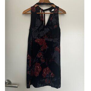 WILFRED Navy Floral Sleeveless Neck Tie Mini Dress Size XXS